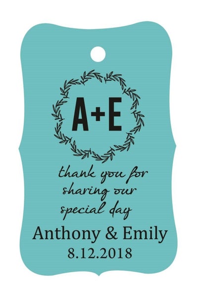 100 PCS Thank You for sharing our special day Custom Wedding Hang Tags-Turquoise Carousel 1
