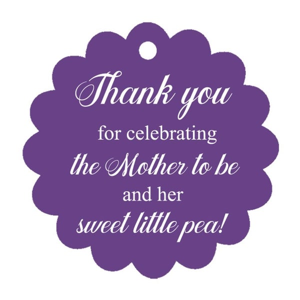 100 PCS Baby Shower Hang Tags-Thank You For The Mother To Be & Her Pea-Purple Carousel 1