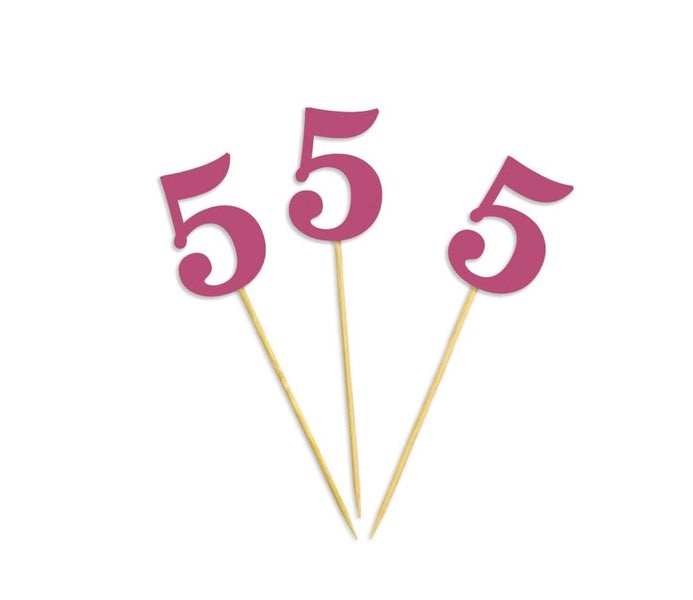 Anniversary & Birthday Party Number 5 Year Cupcake Topper Decoration-Plum Carousel 2