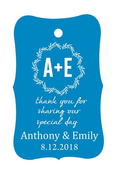 100 PCS Thank You for sharing our special day Custom Wedding Hang Tags-Sky Blue Carousel 1