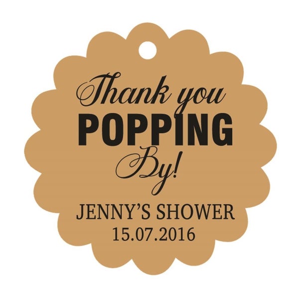 100 PCS Personalized Favors Tags Popping By Baby Shower Gift Hang Tags-Beige Carousel 1