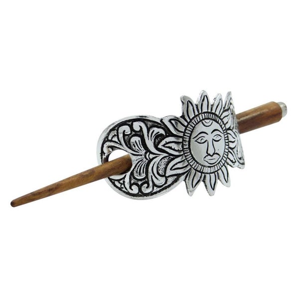 Metallic Fashion Hair Pin Women Silvertone Barrette Hand Carved Hairs Accessory Carousel 1