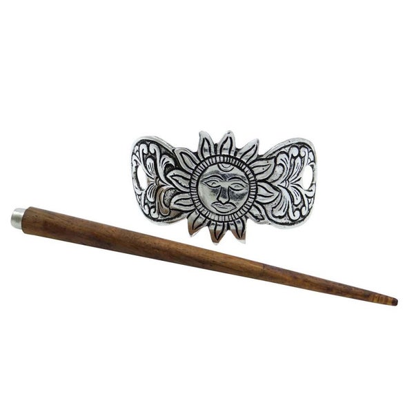 Metallic Fashion Hair Pin Women Silvertone Barrette Hand Carved Hairs Accessory Carousel 2