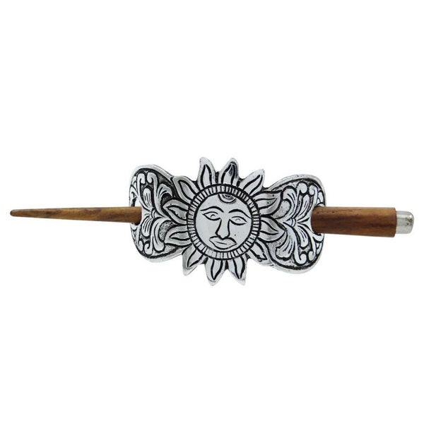 Metallic Fashion Hair Pin Women Silvertone Barrette Hand Carved Hairs Accessory Carousel 4
