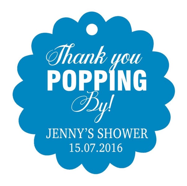 100 PCS Personalized Favors Tags Popping By Baby Shower Gift Hang Tags-Sky Blue Carousel 1
