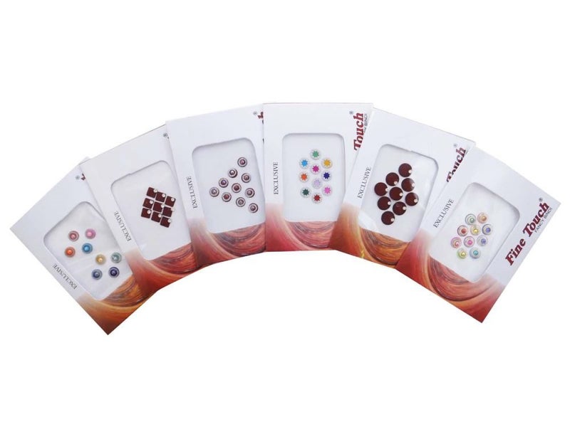 Pack Of 6 PC Bindi Multi Color Bollywood Fashion Temporary Tattoos Sticker Tikka Carousel 2