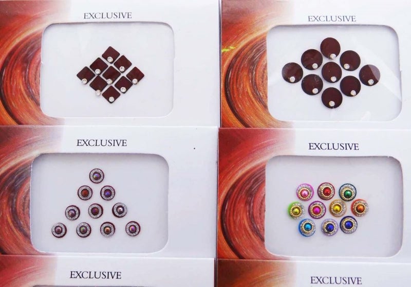 Pack Of 6 PC Bindi Multi Color Bollywood Fashion Temporary Tattoos Sticker Tikka Carousel 4