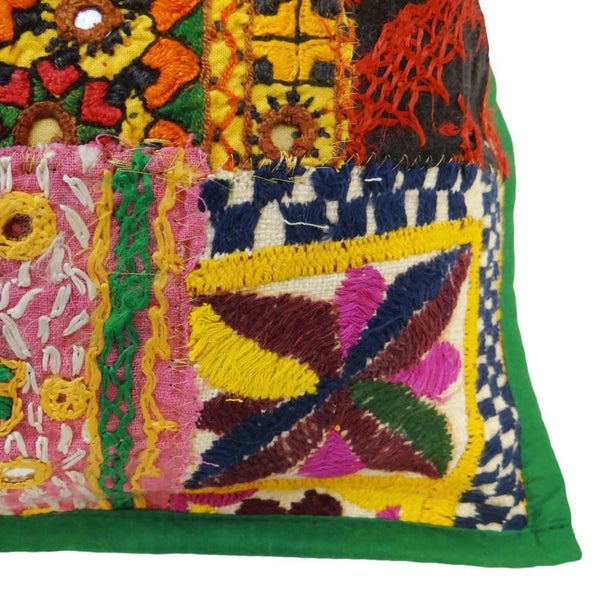 Indian Cushion Green Patchwork Pillow Sofa Pillow Covers Indian Cushion 24"X24" Carousel 4