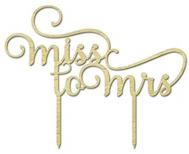 "Miss To Mrs" Bridal Shower Cake Topper Custom Rustic Wooden Wedding Cake Topper Carousel 1