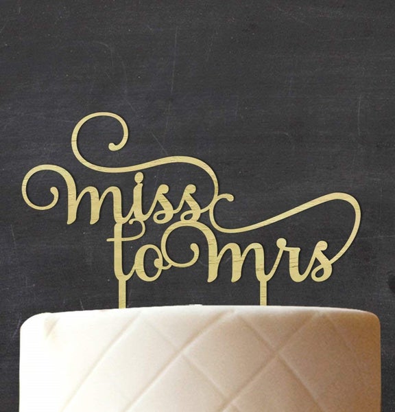 "Miss To Mrs" Bridal Shower Cake Topper Custom Rustic Wooden Wedding Cake Topper Carousel 2