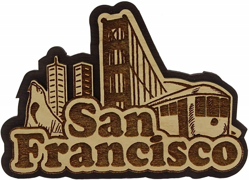 San Francisco Wood Engraved Wooden Fridge Magnet Souvenir Gift Carousel 4