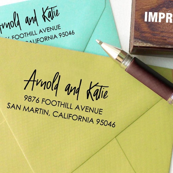 Calligraphy Personalized Invitation Address Wood Mounted Rubber Stamp Gift Idea Carousel 1