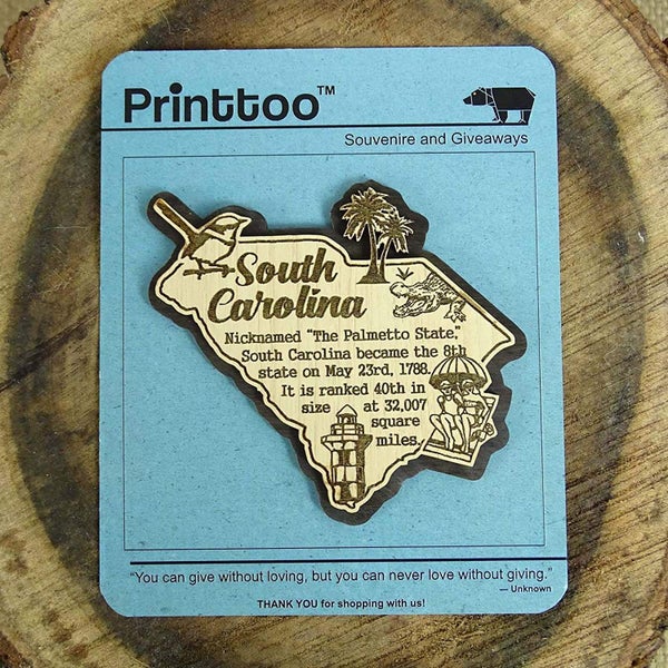 USA South Carolina State Map Wooden Magnet Souvenir Fridge Magnet Gift Carousel 1