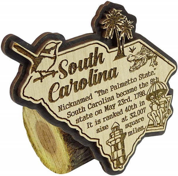 USA South Carolina State Map Wooden Magnet Souvenir Fridge Magnet Gift Carousel 2