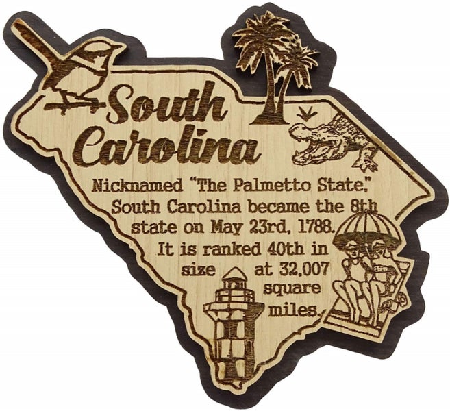USA South Carolina State Map Wooden Magnet Souvenir Fridge Magnet Gift Carousel 4