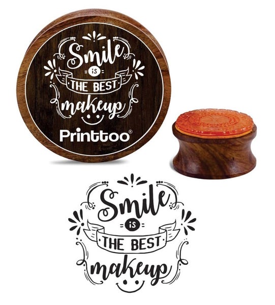 Printtoo Smile Is The Best Makeup Craft Round Wooden Rubber Stamps-5 Inch Carousel 1