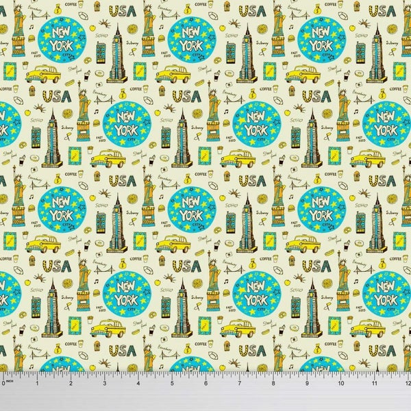 Soimoi 56" Wide 115 GSM USA Theme Architectural Viscose Rayon Sewing By The 1 Yd Carousel 1