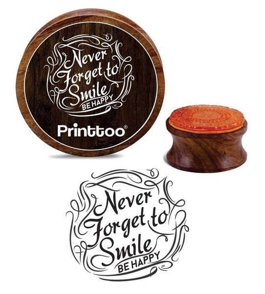 Printtoo Never Forget To Smile Be Happy Round Wooden Scrap-booking Stamps-5 Inch Carousel 1