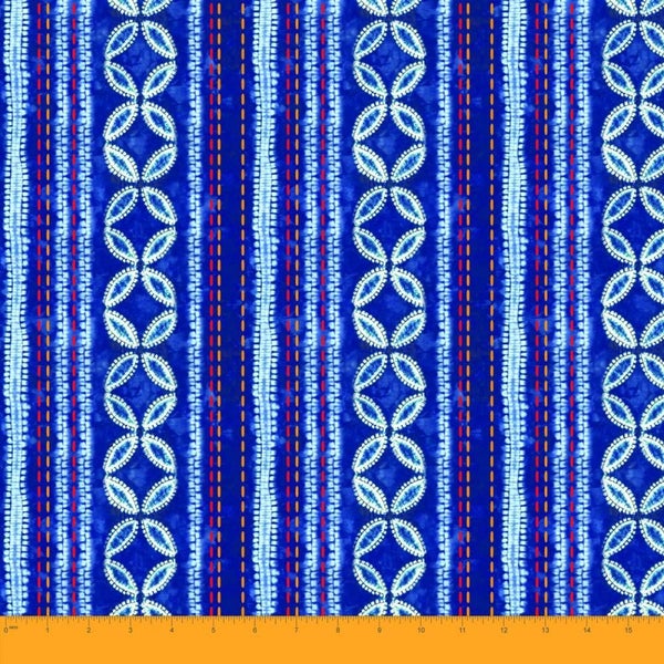 Soimoi 44 Inches Wide Georgette Indigo Blue 65 GSM Print Shibori Sewing Supply Carousel 1