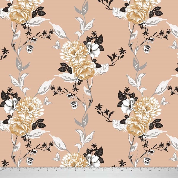 Soimoi 56" Wide Floral Printed Viscose Rayon Sewing 115 GSM By The 1 Yard Carousel 1
