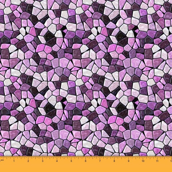 Soimoi 58 Inches Wide Rayon Viscose Mosaic Print 115 GSM Sewing Supply 1 Yd Carousel 1