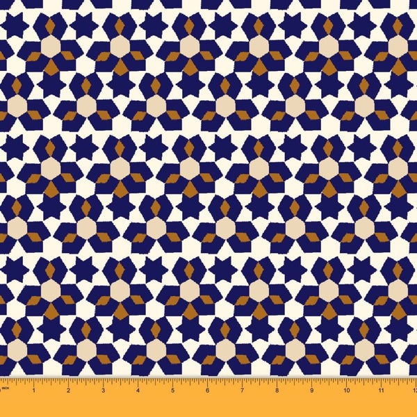 Soimoi 58 Inches Wide Rayon Viscose 115 GSM Mosaic Print Sewing Supply 1 Yd Carousel 1
