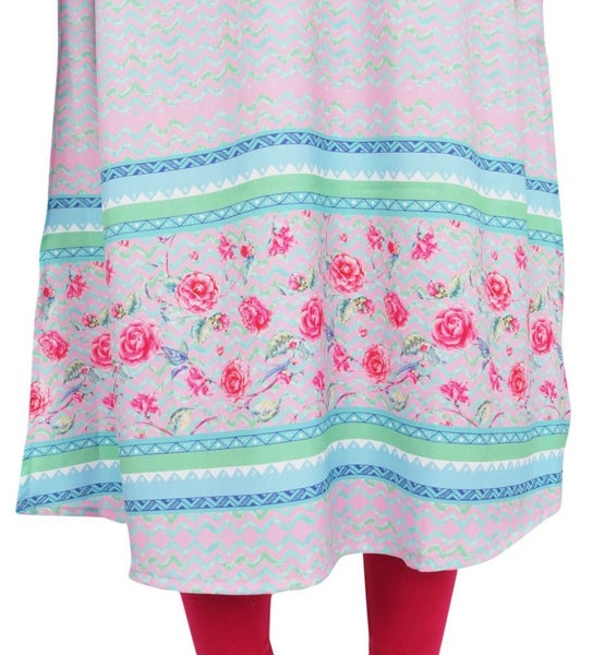 Bimba Women's Indian Ethnic Printed Pink Kurta Drawstring Waist Tunic Dress-26 Carousel 5
