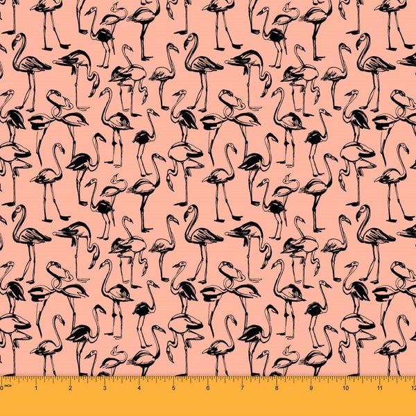 Soimoi 44 Inches Wide Moss Georgette 130 GSM Flamingo Bird Print By The 1 Yard Carousel 1
