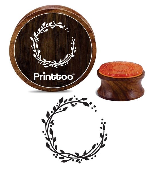 Printtoo Scrap-booking Round Leaf Wreath Wooden Rubber Stamp Craft Stamps-4 Inch Carousel 1