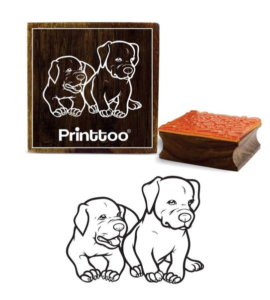 Printtoo Square Wooden Rubber Stamp Dog Scrap-booking Craft Stamps-5 x 5 Inches Carousel 1