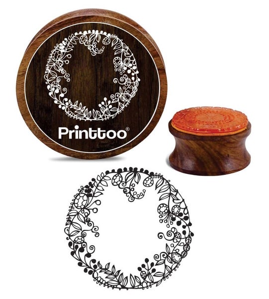 Printtoo Wooden Rubber Stamp Scrap-booking Flower Wreath Round DIY Stamps-2 Inch Carousel 1