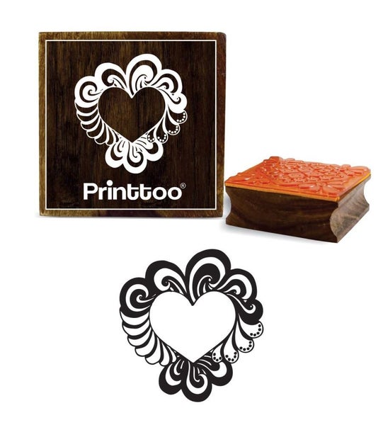 Square Heart Craft Textile Wooden Rubber Stamp Card Making Stamps-4 x 4 Inches Carousel 1