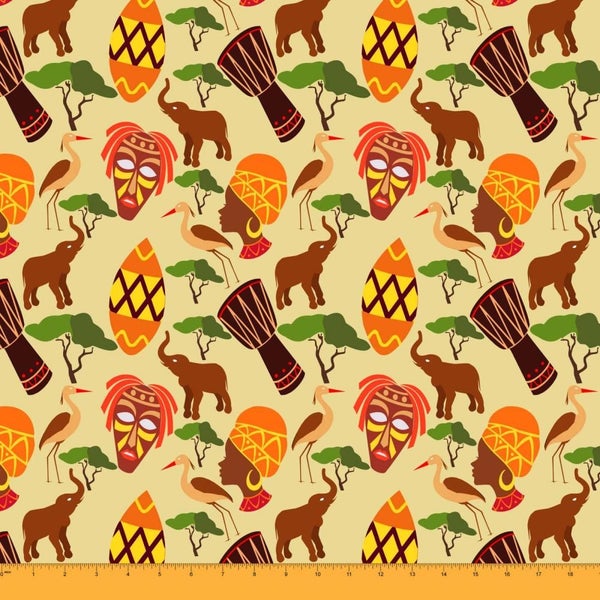 Soimoi Moss Georgette For Sewing 44 Inches Wide Tribal Print Material Carousel 1