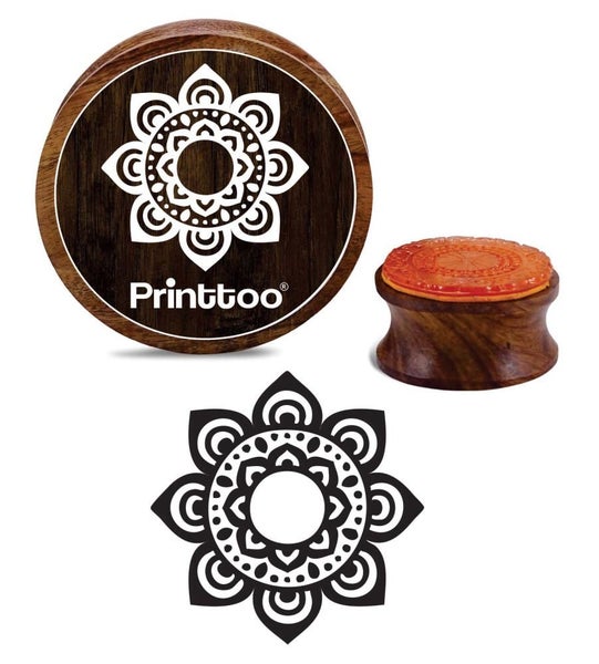 Printtoo Round Floral Wooden Rubber Stamp Scrap-booking Craft Stamps-4 Inch Carousel 1