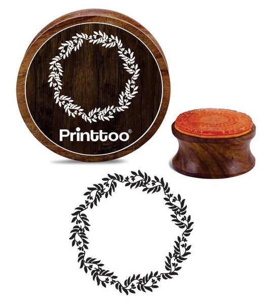 Round Flower Wreath Wooden Rubber Stamp Scrap-booking Craft Textile Stamp-2 Inch Carousel 1