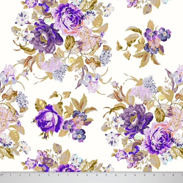 Soimoi 58 Inches Wide Decorative Floral Printed Cotton Voile By The 1 Yard Carousel 1