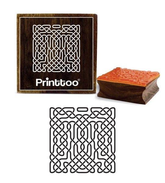 Wooden Square Rubber Stamp Celtic Craft Textile Stamp Scrap-booking-5 x 5 Inches Carousel 1