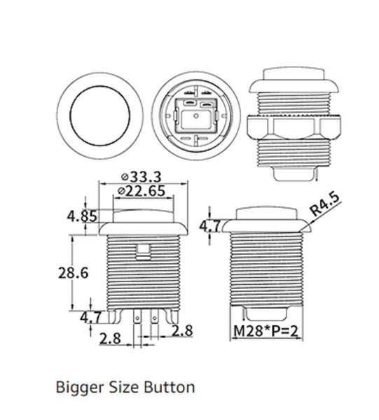 arcade push buttons, concave, screw-in type. Carousel 3