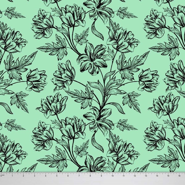 Soimoi Designer Floral Printed 58 Inches Wide Craft Sewing Cotton Voile 1 Yard Carousel 1