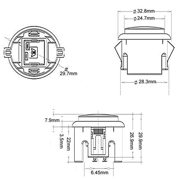 arcade button snap in button #30mm Carousel 4