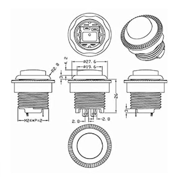 arcade button with LED lights screw in button 24mm Carousel 3