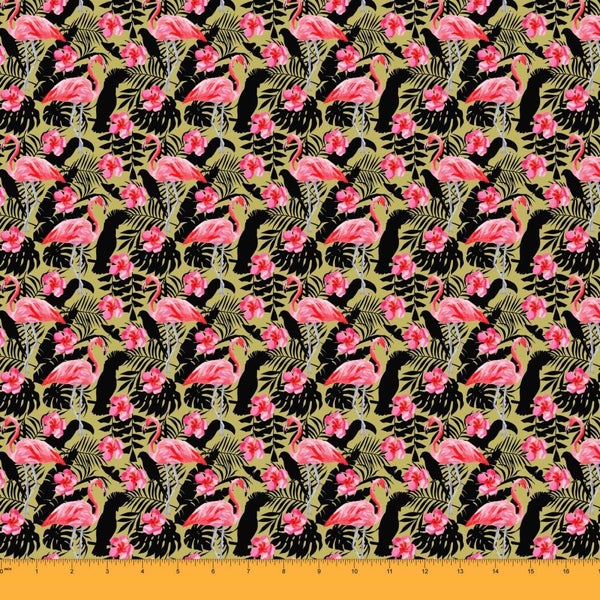 Soimoi Moss Georgette 130 Bird And Leaf Print 44 Inches Wide Craft By 1 Yard Carousel 1