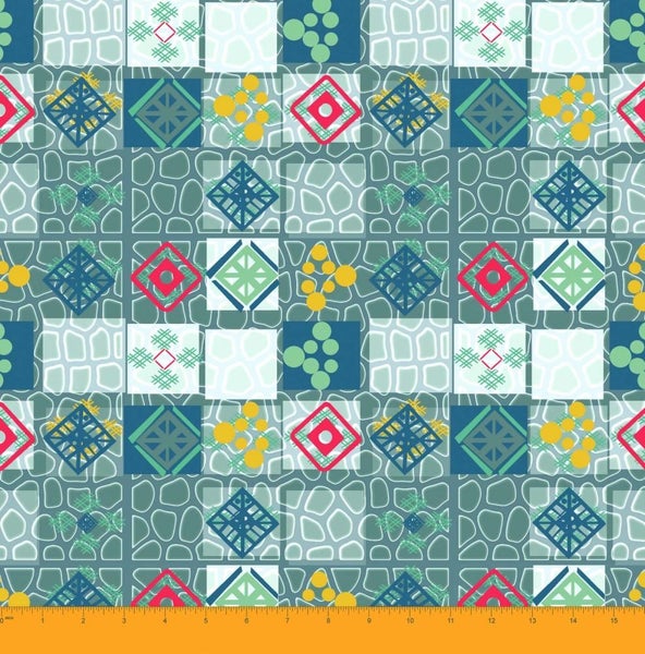 Soimoi 44 Inches Wide Moss Georgette Mosaic Print 130 GSM Craft Material 1 Yd Carousel 1