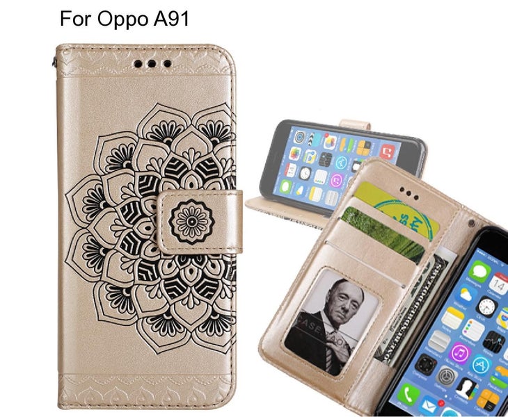 Oppo A91 Case mandala embossed leather wallet case Carousel 1
