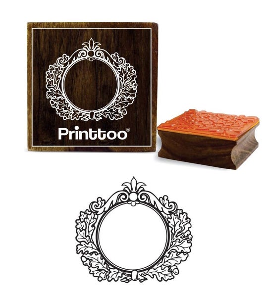 Scrap-booking Victorian Round Frame Wooden Rubber Stamp Textile-3 x 3 Inches Carousel 1