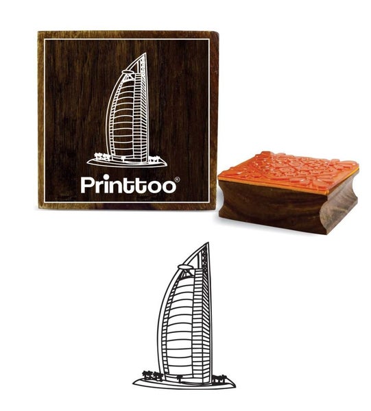 Scrap-booking Burj Al-Arab Hotel Square Wooden Rubber Stamp-3 x 3 Inches Carousel 1