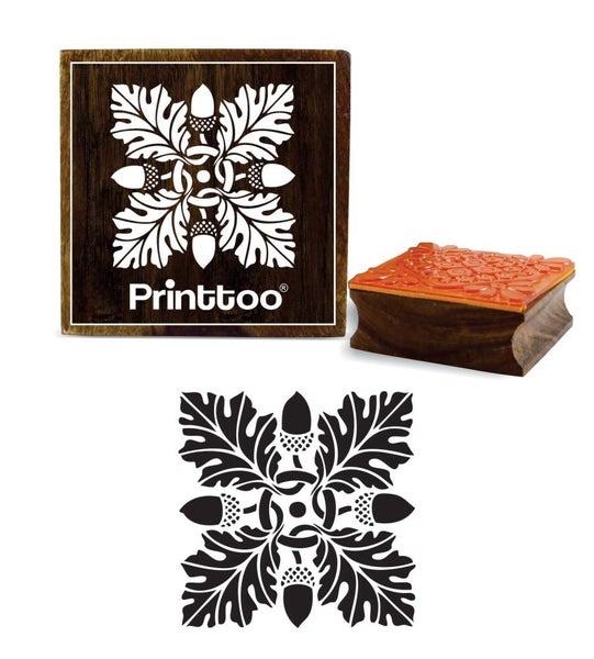 Card Making Floral & Leaf Square Wooden Rubber Stamp Craft Textile-5 x 5 Inches Carousel 1