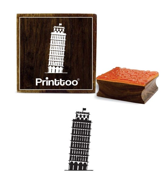 Leaning Tower of Pisa Square Wooden Rubber Stamp Scrap-booking-2 x 2 Inches Carousel 1