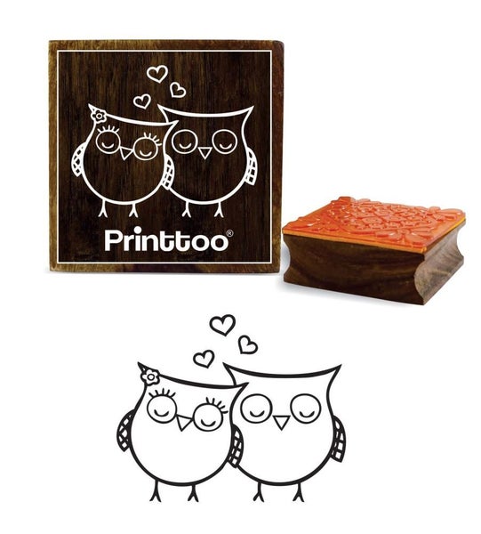Owl Square Wooden Rubber Stamp Craft Textile Scrap-booking Block-4 x 4 Inches Carousel 1