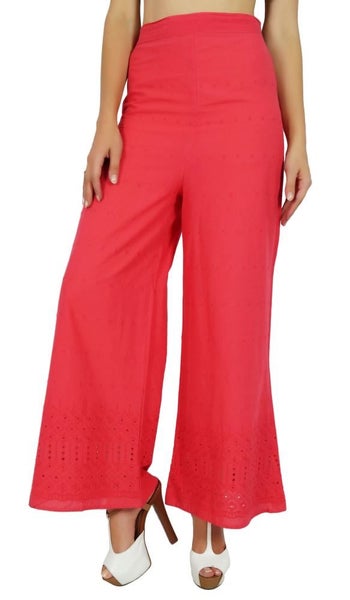 Bimba Womens Designer Rayon Palazzo Pants Back Elastic Waist Fancy Bottoms Pajam Carousel 1